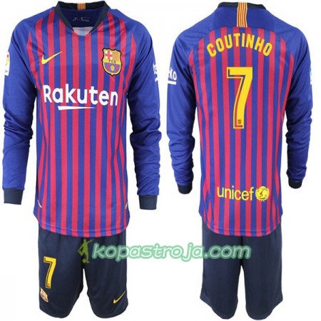 Billiga Fotbollströjor FC Barcelona Coutinho 7 Barn Hemma tröja 2018/19 Långärmad